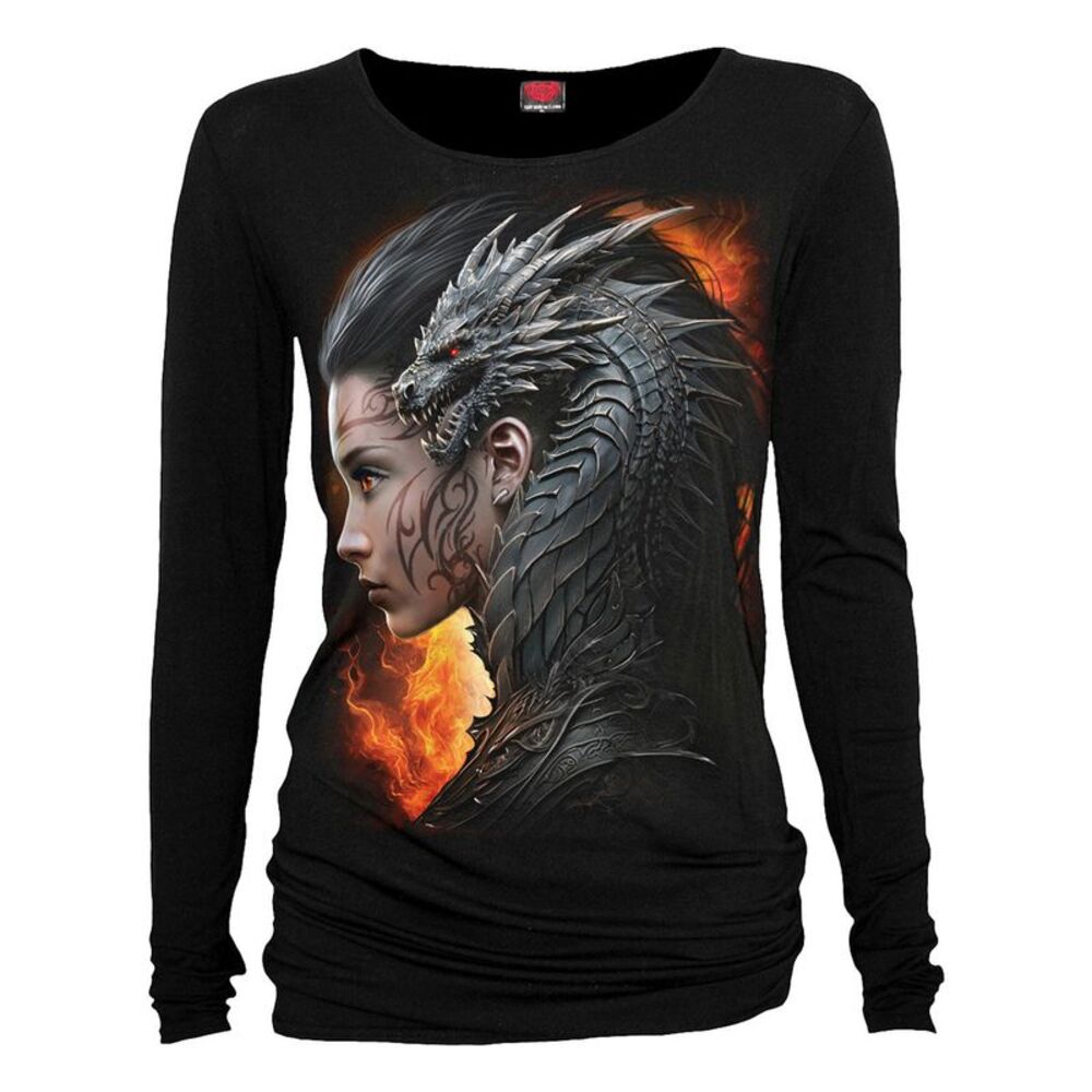 Spiral Unisex Adult Draco Queen Long-Sleeved T-Shirt / Black